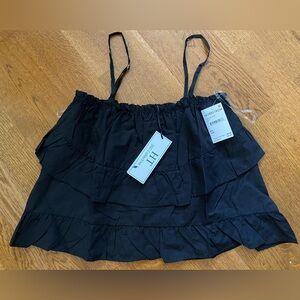 Brand New HT360 Collective Tiered Ruffle Cotton Camisole Black Size XS